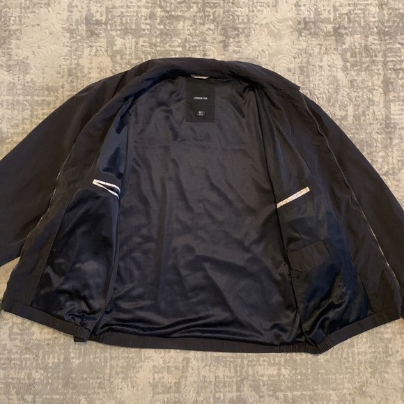 London Fog Windbreaker Jacket Mens 2XT Navy Blue Raincoat Front Zip Mesh Lined - Picture 4 of 7